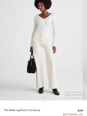 Emmett Wide-Leg Corduroy Pants in ivory